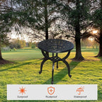 Cast Aluminum Outdoor Side Table, All Weather Round Small Coffee Table - Image 4