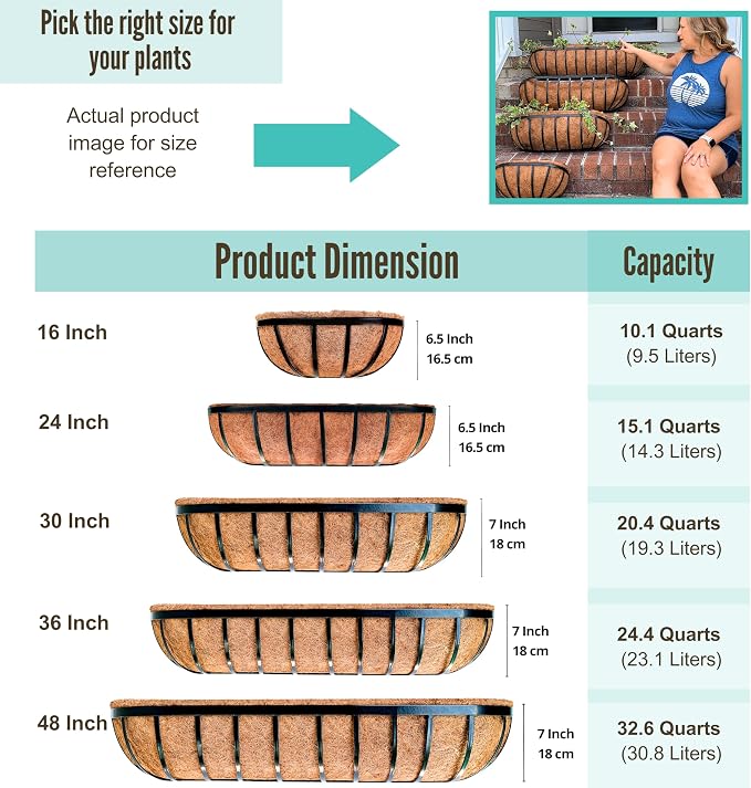 LaLaGreen Railing Planter Box Black Metal Rectangular Hanging Planters - Image 6