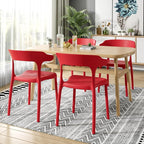 VECELO 4 Pack Plastic Stacking Chairs, Stackable Dining Chairs - Image 2