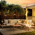 NATURAL EXPRESSIONS Patio Furniture Sets, L Shape Patio Sectional Metal Outdoor - Image 9