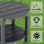 LZRS Round Adirondack Side Table Double End Table, Outdoor Side Tables - Image 4