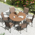VICLLAX Patio Dining Set for 6, Outdoor Furniture Set Includes 47.2" Round by HOME