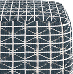 SIMPLIHOME Noreen Boho Square Pouf in Dark Blue and White Handloom Woven Pattern - Image 7