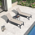 PURPLE LEAF Outdoor Patio Chaise Lounge Set of 2 Aluminum Lounge Chair - Image 2