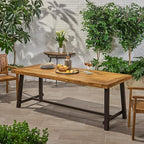 Great Deal Furniture Beau Outdoor Eight Seater Wooden Dining Table, Teak and - Image 2