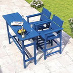 Bar Height Patio Table and Chairs Set, HDPE Outdoor Adirondack Bar Chairs and - Image 7