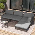 4 Piece Modern Outdoor Sectional Sofa, Weather-Resistant Metal Frame and by VredHom