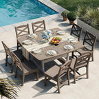 Outdoor Dining Set, HDPE 9-Piece Patio Table and Chairs Set, All-Weather - Image 7