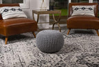 BIRDROCK HOME Round Pouf Ottoman | Cotton Braided Foot Stool - Image 2