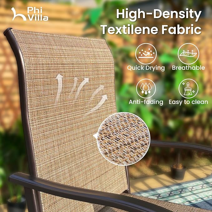 PHI VILLA Outdoor Bar Set for 6, High Top Patio Table and Chairs - Image 4