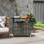 Outsunny Wicker Outdoor Storage Cabinet, Rattan Outdoor Bar Table - Image 8