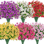 Bassion Artificial Flowers for Outdoors, 24 Bundles UV Resistant Fake Flowers by Bassion