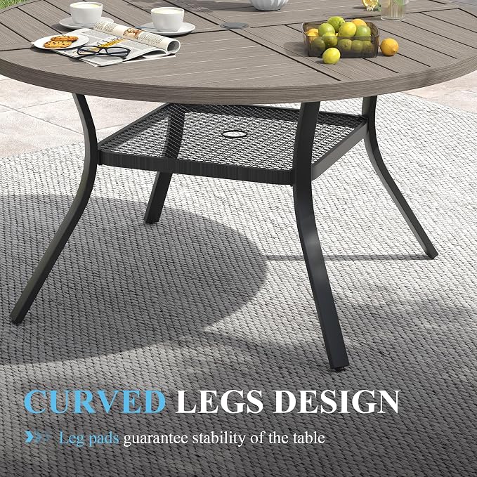 VICLLAX Patio Table and Chair Set of 6, All Weather Metal Round Outdoor Dining - Image 6