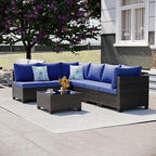 7 Pieces Outdoor Patio Furniture Set, Outdoor Wicker Sectional - Image 7