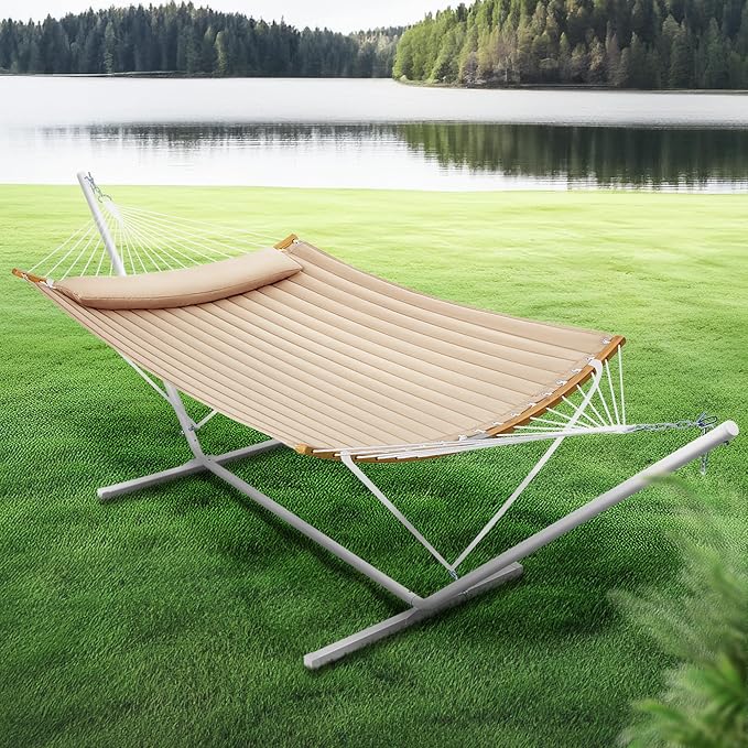 SUPERJARE Hammock with Stand, 2 Person Heavy Duty Hammock with Padded Cotton - Image 2