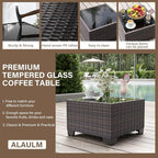 ALAULM 12 Pieces Outdoor Patio Furniture Set Sectional Sofa Sets Brown PE - Image 4