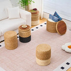 Wimarsbon Storage Pouf Ottoman, Hand Weaving Natural Straw Foot Stool, Bohemian - Image 7