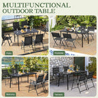 Yaheetech Outdoor Dining Table for 6 Person, Rectangular Slatted Metal Patio - Image 8