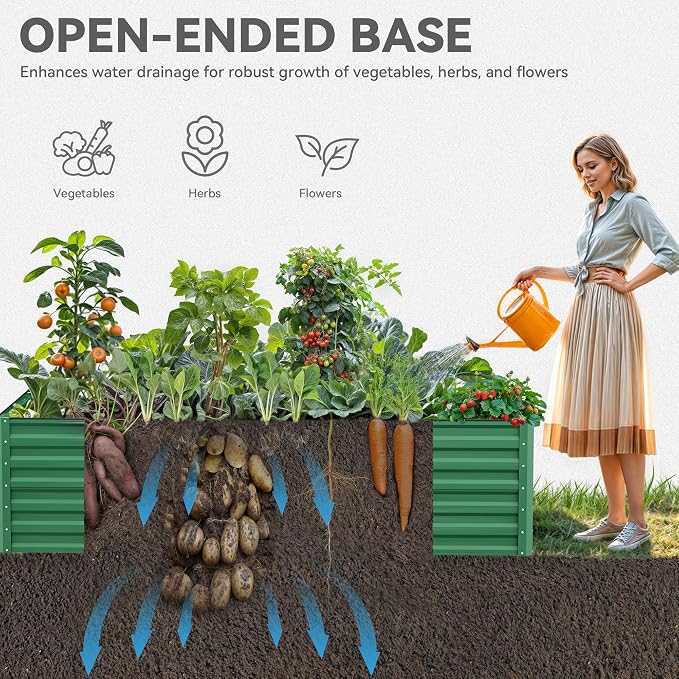 YITAHOME 96x48x24 in Galvanized Raised Garden Bed Kit, Large Metal Planter Box - Image 4