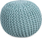 BIRDROCK HOME Round Pouf Ottoman | Cotton Braided Round Foot Stool | Bedroom by BIRDROCKHOME