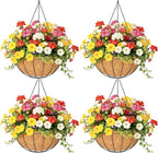 4 Pack 12 Inch Hanging Baskets for Plants Outdoor Metal Hanging Planter Hanging by Qusuxi