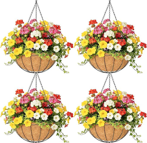 4 Pack 12 Inch Hanging Baskets for Plants Outdoor Metal Hanging Planter Hanging by Qusuxi