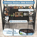 Outdoor Grill Gazebo with Patio Bar Set, Double-Tier BBQ Shelter with Side - Image 3