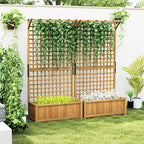 Outsunny Wood Planter with Trellis, Raised Garden Bed - Image 2