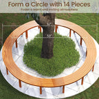 Tangkula Acacia Wood Outdoor Curved Bench Set of 2, Patio Garden Backless Fire - Image 6