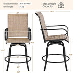 Yaheetech Patio Swivel Barstools Outdoor Chairs Set of 4, High Bistro Stools - Image 3