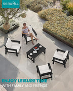 SERWALL Outdoor Patio Furniture Set, 5 Piece HDPE Patio Conversation Sets - Image 9