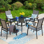 PHI VILLA 5 PCS Patio Dining Set, 4 Outdoor Aluminum Stackable Sling Chairs - Image 7