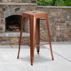 Flash Furniture Kai Commercial Grade 4 Pack 30" High Backless Copper - Image 2