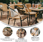 Flash Furniture Lila 2 Pack Beige Rattan Indoor-Outdoor Restaurant Stack Chair - Image 5