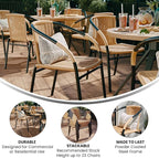 EMMA + OLIVER Set of 2 Modern Rattan Indoor/Outdoor Stack Chairs, Stacking - Image 5
