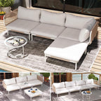 4 Piece Modern Outdoor Sectional Sofa, Weather-Resistant Metal Frame and - Image 8