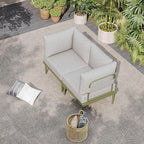 Sundale Outdoor 2 Pieces Metal Patio Furniture Set, Outdoor Sectional Sofa w/6 - Image 9