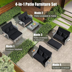 LDAILY Moccha Outdoor Daybed, Wicker Loveseat Sofa Set - Image 5