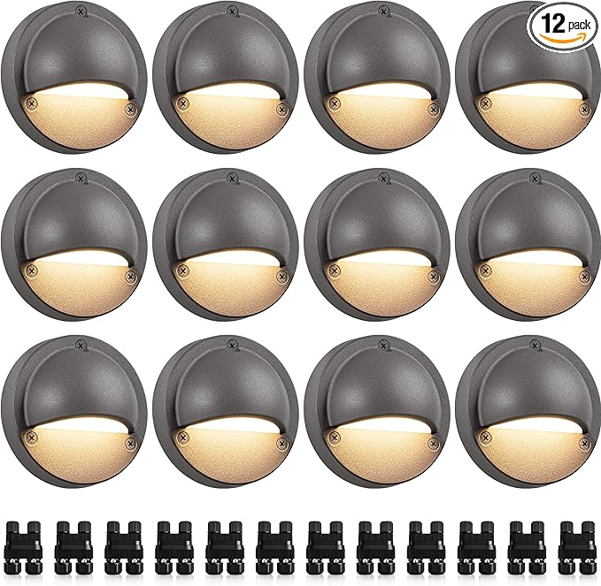 SUNVIE 12 Pack Low Voltage Deck Lights 5W LED Landscape Step Stair Lights by SUNVIE