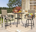PHI VILLA 3 Piece Outdoor Swivel Bar Stools Set, Bar Height Patio Set - Image 2