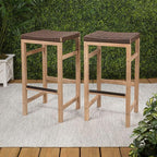 JONATHAN Y BSL1201C-SET2 Armand 30" Modern Coastal Backless Acacia Wood Outdoor - Image 2