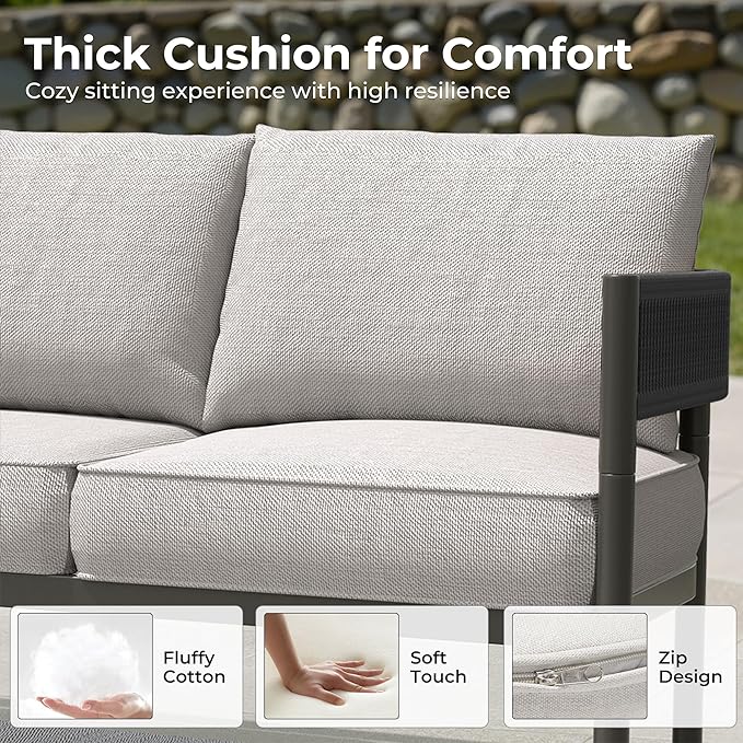 Grand patio 6-Piece Outdoor Furniture Set, 7 Seats Wicker Sofa Conversation Set - Image 5