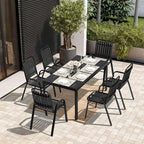 Pamapic Outdoor Dining Sets for 6, Rectangular Steel Slat Table - Image 6