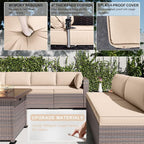 Kullavik 13 Pieces Outdoor Patio Furniture Set, PE Wicker Rattan Sectional Sofa - Image 6