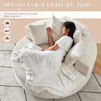 Antetek Oversized Round Chaise Longue Chair Indoor, Modern 55-inch Upholstered - Image 3
