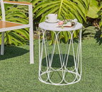 HFHOME Set of 3 Metal Outdoor Side Table, Nesting Round Coffee Table - Image 7