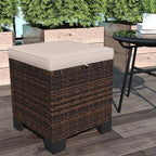Outsunny 2 Pieces Outdoor Patio Ottomans, All Weather Wicker Outdoor Footstools - Image 8