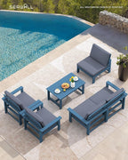 SERWALL HDPE Patio Conversation Set, 6-piece Sectional Outdoor Furniture Set - Image 5