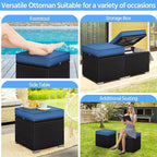 Yaheetech Wicker Ottomans, Outdoor/Indoor Footstools, Additional Seating - Image 4