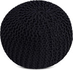 BIRDROCK HOME Round Pouf Ottoman | Cotton Braided Foot Stool - Image 8